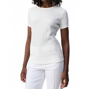 NEW JOSEPH RIBKOFF textured short sleeve top in vanilla